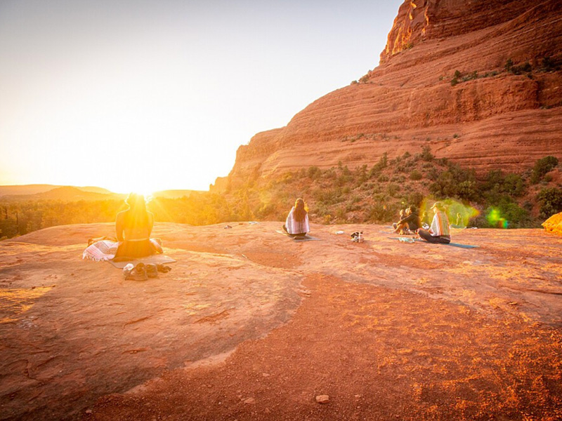 Yogis watching the sunset in Sedona